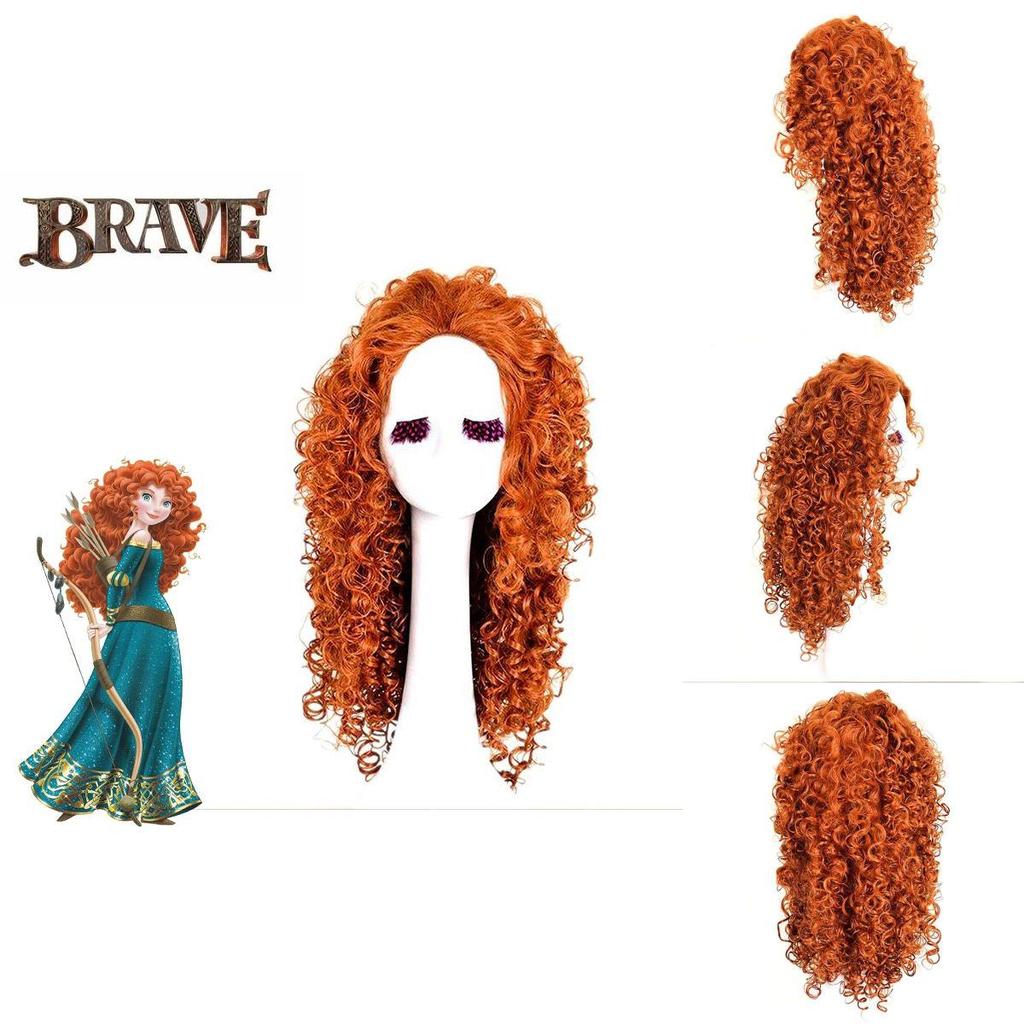 Parrucca Cosplay Merida Coraggiosa Capelli Lunghi Ricci Per Halloween Carnevale Comic Con
