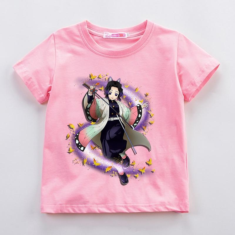 Kamado Nezuko Kochou Shinobu T Shirt for Girl Anime Demon Slayer Children Clothes Kids Short Sleeve Tees Summer Toddler  Tops
