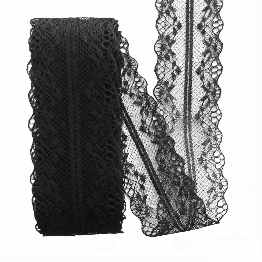 10m/Rolle 35mm weiß/schwarz Spitzenband Dekoration, niedliches Geschenkverpackungsmaterial