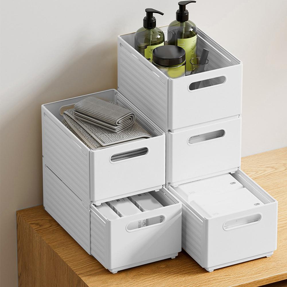 2Pcs Retractable Storage Bins with Handles Drawer Organizer Organisers Container Baskets for Kitchen Cabinets Wardrobes Bathroom