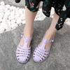 Women's Closed-Toe Hollow Sandals Summer Flat Non-Slip Beach Jelly Shoes Breathable Roman Sandals
