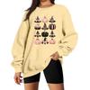 Women's Long Sleeve Neck Sweatshirt Loose Fit Casual Pullover Top with Small Halloween Print