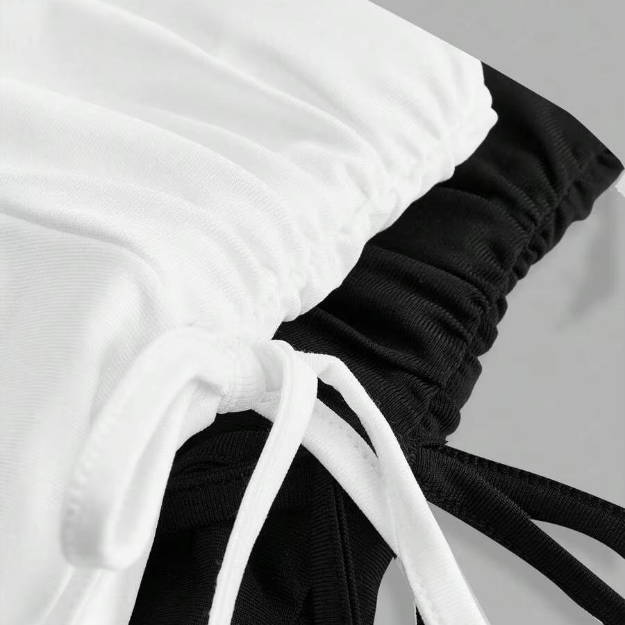 Solid Color Mini Skirt Women Summer Fashion Streetwear Versatile High Waist Slim Fit Ruffle Bows Elastic Waist Short Skirt
