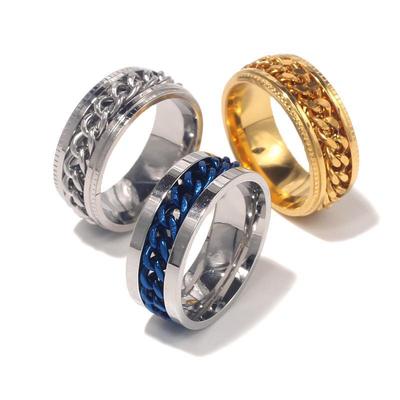 Anello girevole in acciaio inossidabile da uomo - Gioiello in acciaio al titanio alla moda e resistente
