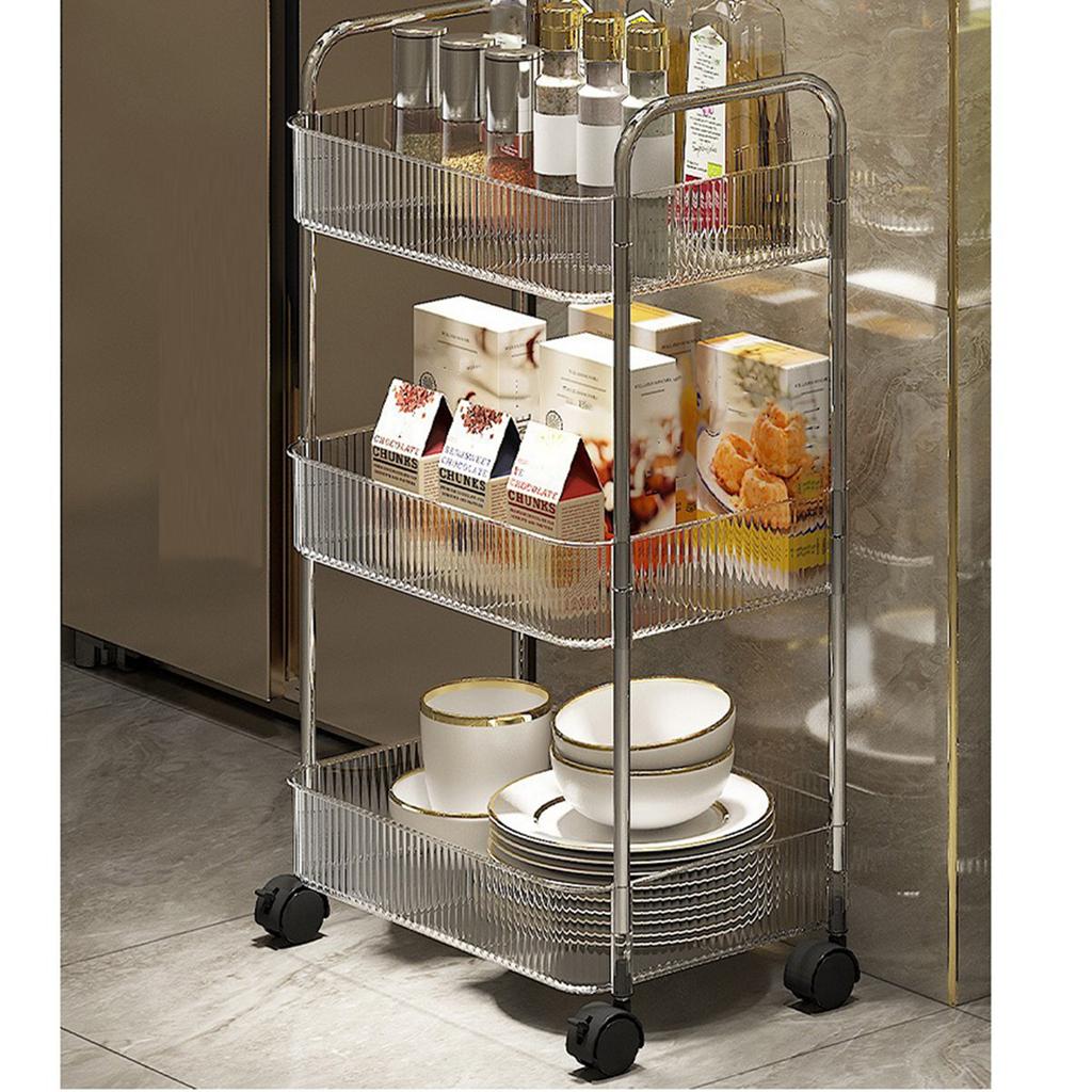 Moderner rollender Schminkwagen Klare Regale Platzsparend Badezimmer Schlafzimmer Organisationslösung Produktorganisatoren