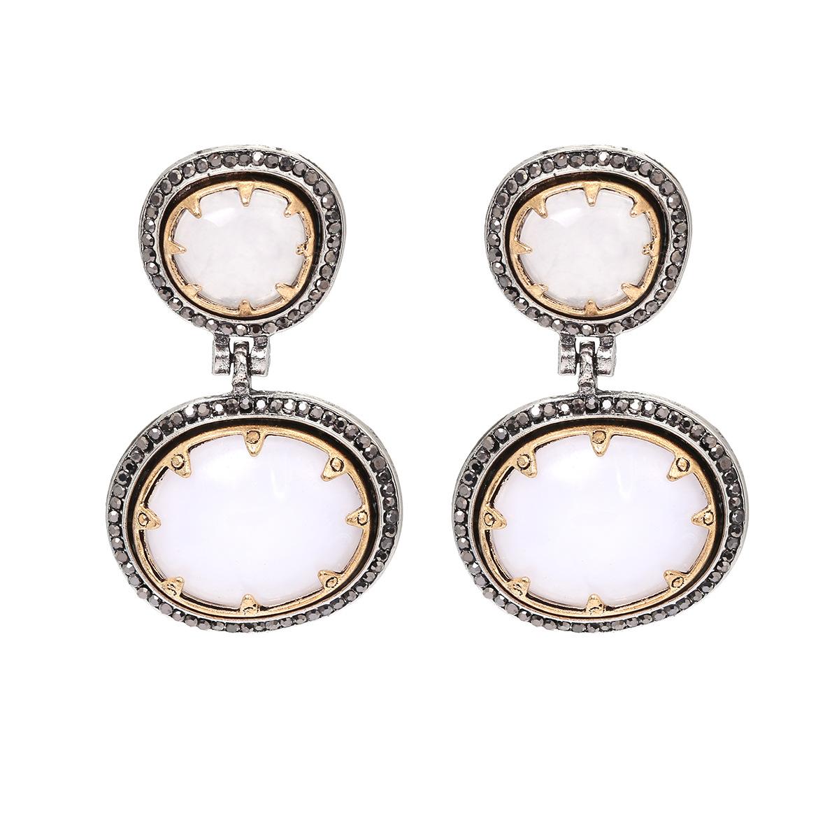 

DIGADAGU Alloy Resin Color Contrast Geometric Dangle Earrings New Simple Exaggerated Earrings Women s Party Zircon Accessories