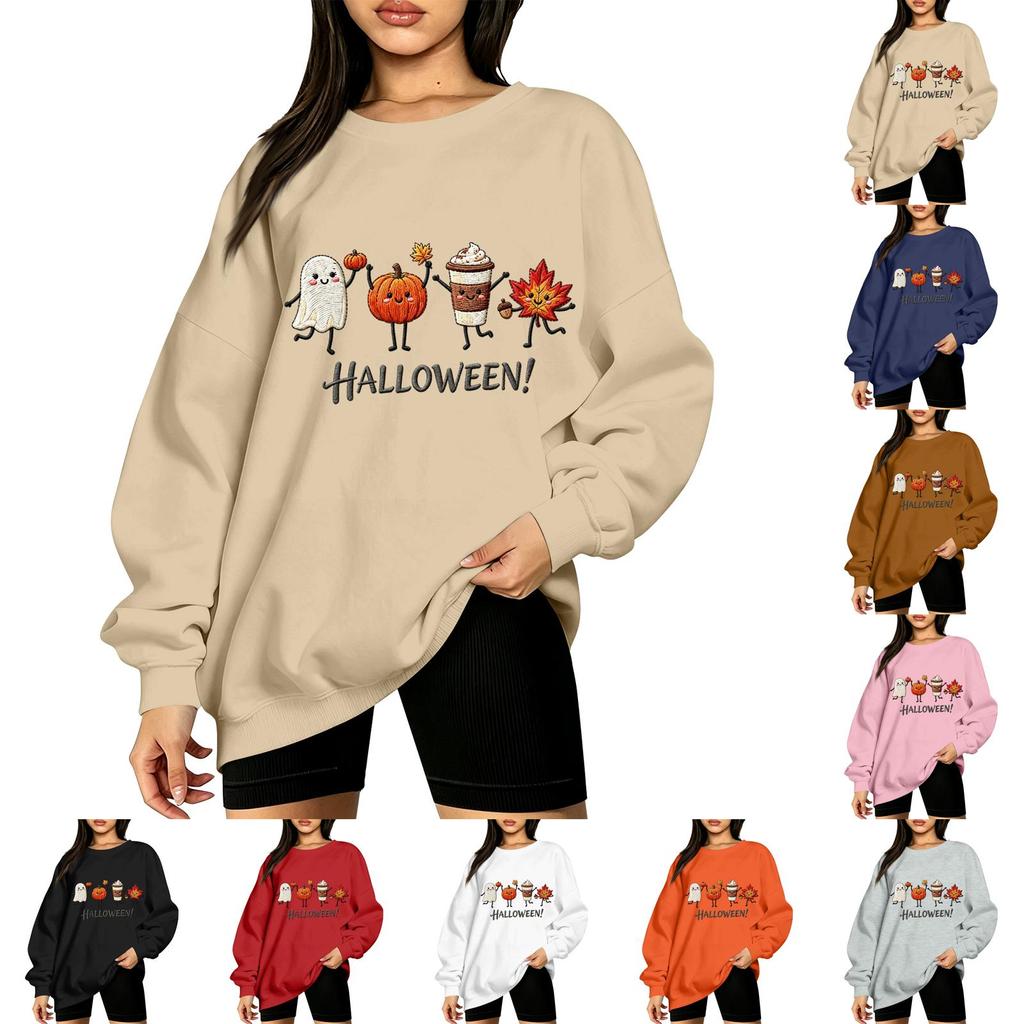 Women's Casual Long Sleeve Christmas Print Round Neck Top for Holiday Festive Wear