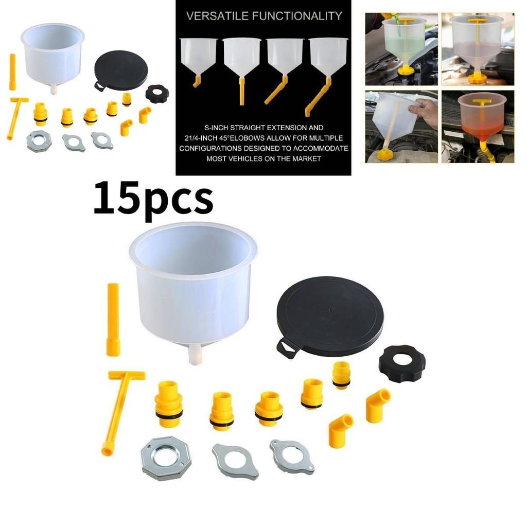 Comprehensive 15 Piece Plastic Coolant Funnel Set With Versatile Interchangeable Interfaces For Automotive Use