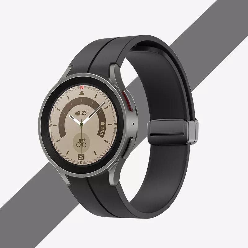 

Magnetic Buckle Band for Samsung Galaxy Watch 7 6 5 6Classic Strap 47mm 43mm 44mm 40mm Siliocne No Gap Wristband Bracelet Watch 4 5 6 7 чёрный