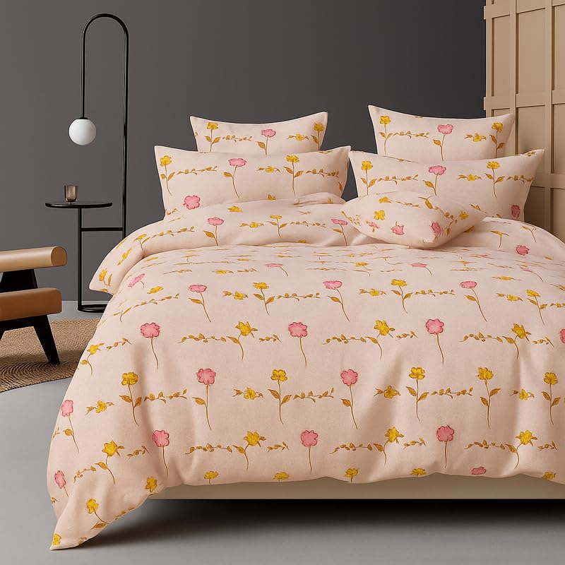 300 TC Microfiber XXL Soft Cotton Super King Size Bedsheet | 9 Feet, 275 X 275 cm with 2 Large Size Pillow Covers - Rose Pink 9 Feet, 275 X 275 cm