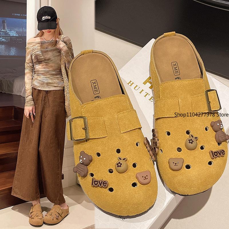 Fashion Cute Anime Slippers Summer Female Thick Sole Flat Shoes Mules Sweet Cartoon Outdoor Anti Slip Slippers Girl Gift