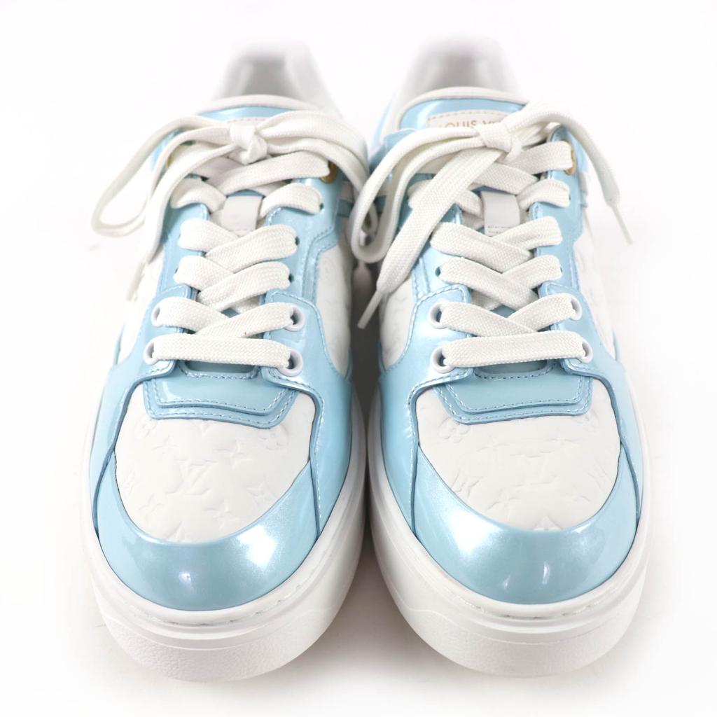 Great LOUIS VUITTON Low cut sneakers timeout line Monogram Light blue Women 37 Used