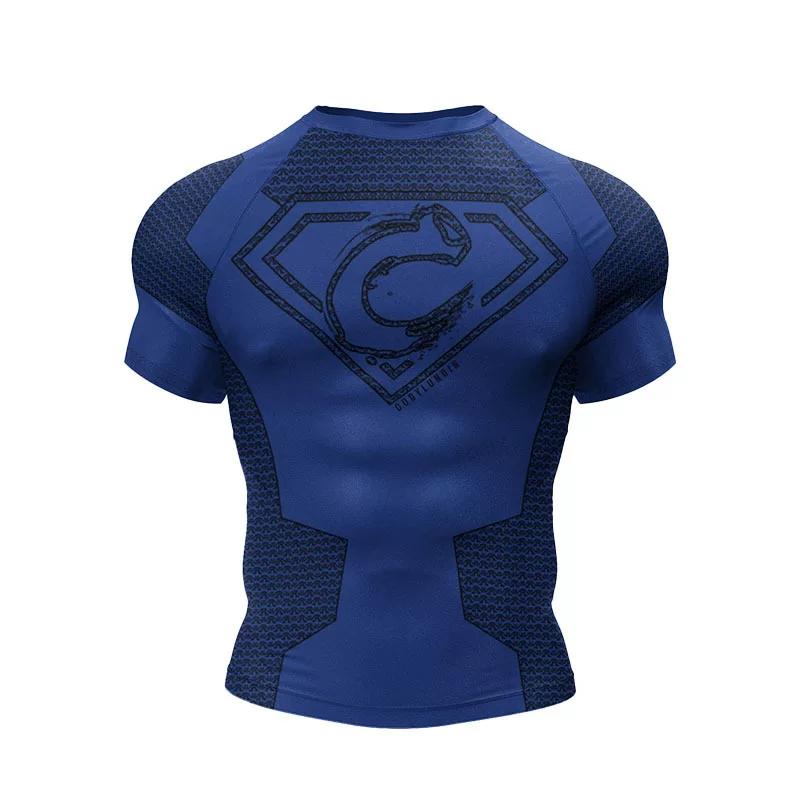 Neues amerikanisches Muskel-Fitness-Herren-Sport-Kurzarm-Freizeit-Lauf-Schnelltrocknendes Atmungsaktives Tights-T-Shirt