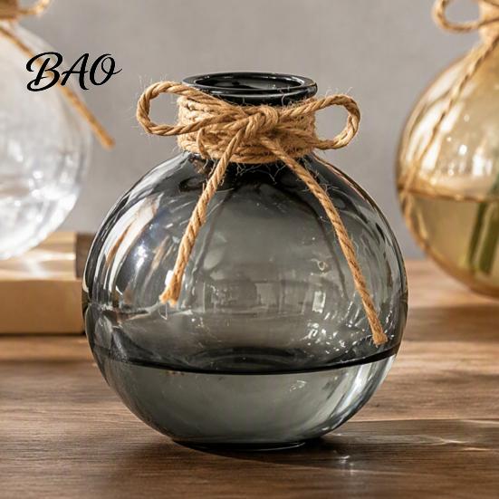 Vaso da Piante Spesso in Resina Trasparente Sfera Rotonda, Vaso Piccolo Trasparente Sfera Fiore con Juta per Fiori Secchi Fiocco, Fioriera Moderna in Plastica Idroponica
