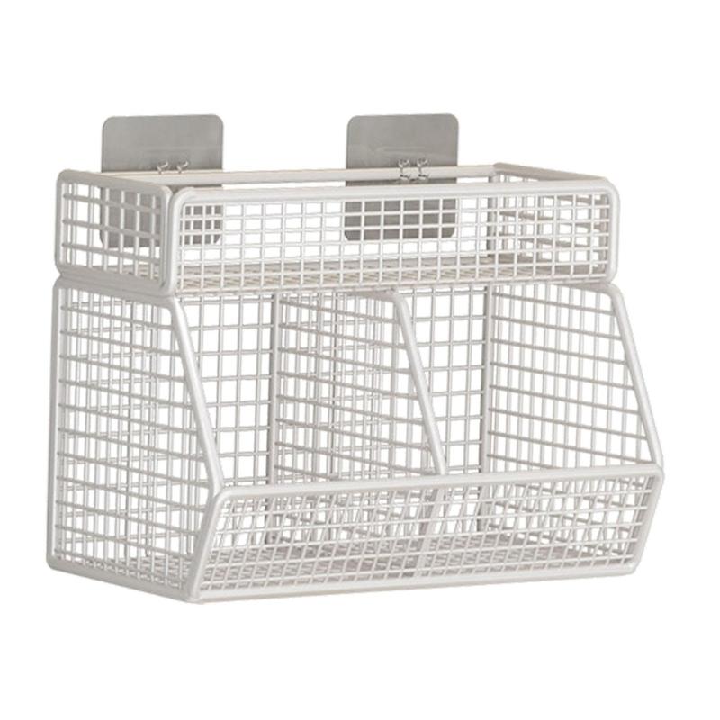 

Hanging Kitchen Basket Wall Mounted Sturdy Metal Wire Organizers for Living Room Closet 3 Grids Space Saving Designs белый