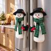 Winter Holiday Kitchen Ornaments Christmas Santa & Snowman Handle Huggers, Plush Refrigerator Door Gift for Home Covers Cabinet Oven,
