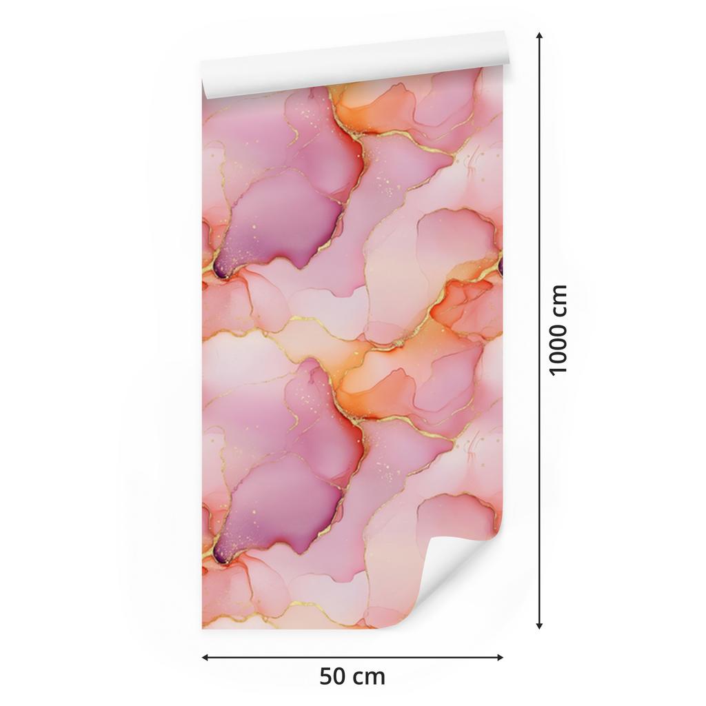 Wallpaper Ink Coral, Powder Pink and Peach 50x1000