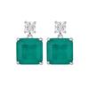 Jewelry Copper Bottom Gold-Plated Simulation Emerald Temperament Princess Square Set Main Stone 14 * 14-12 * 12