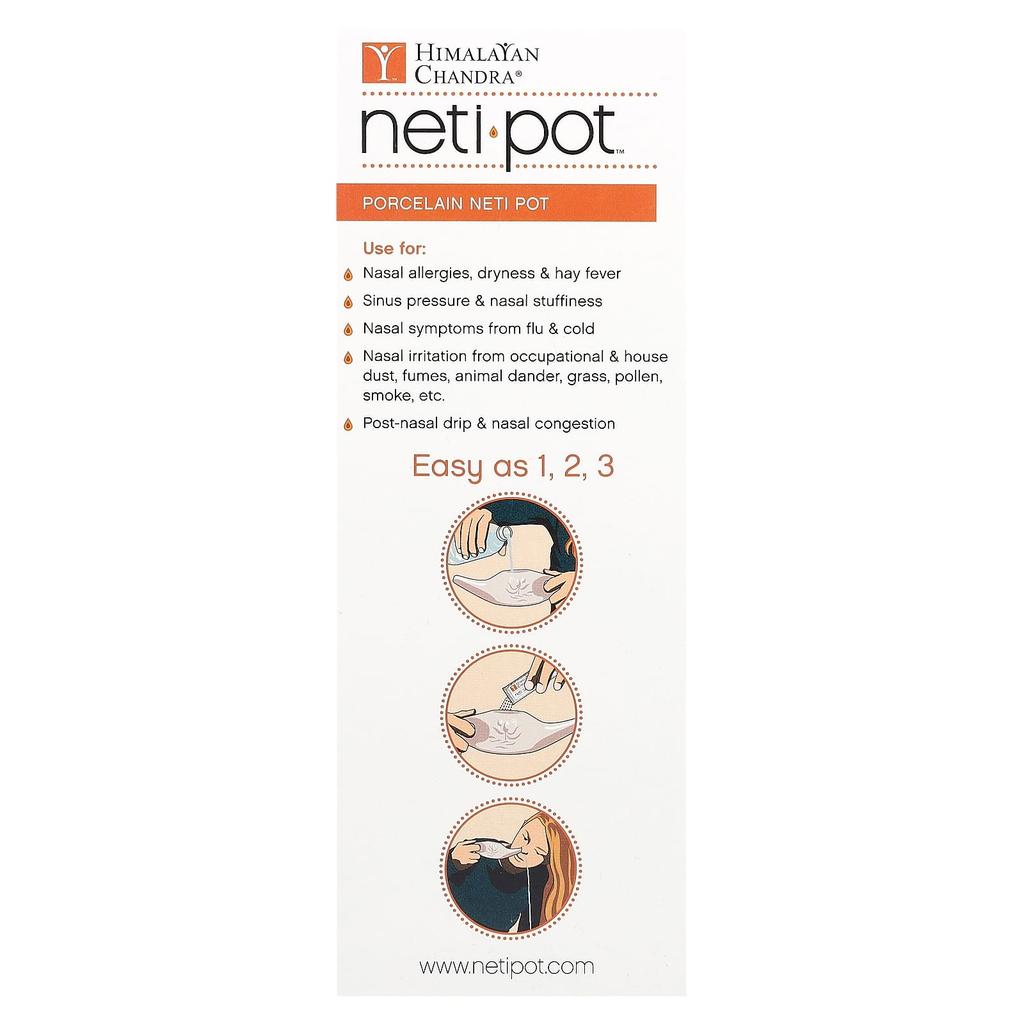 Porcelain Neti Pot with Neti Salt Bag, 2.16G