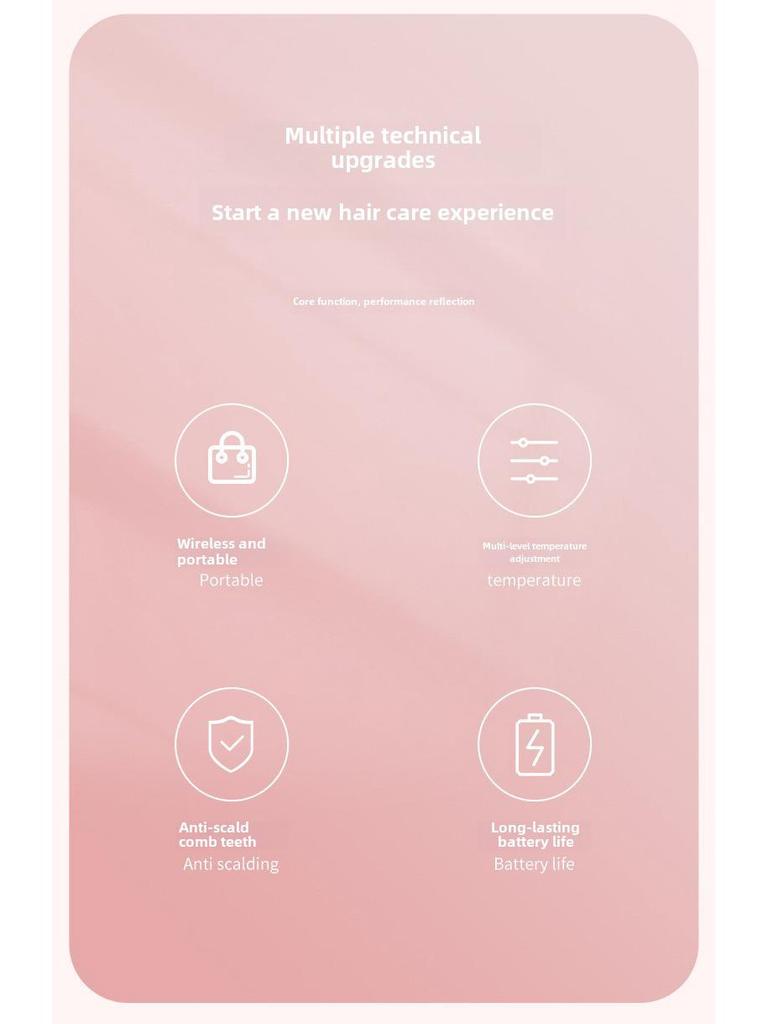 Portable Rechargeable Dual-Purpose Hair Straightening Comb: Wireless, Damage-Free, Long-Lasting Styling for Straight or Curly Hair and Bangs