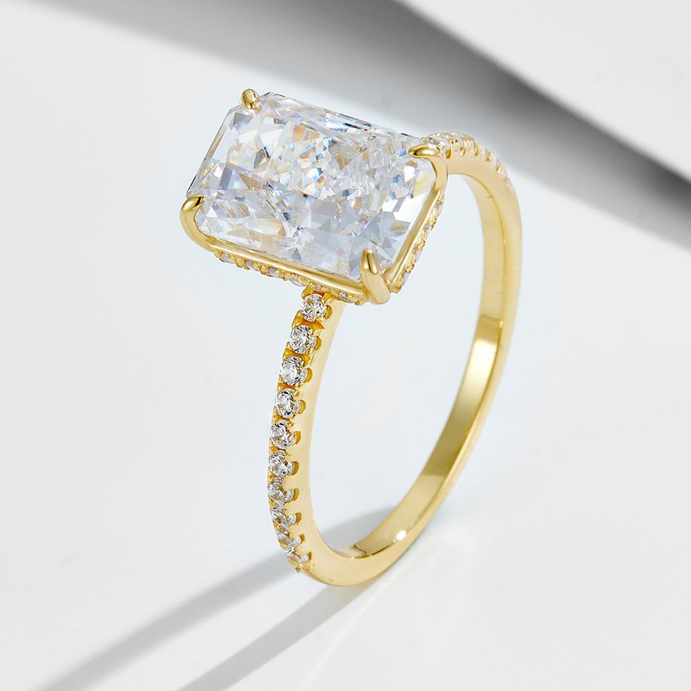 OEVAS 7x10mm 3.5CT Full Zircon Rings Set 100% S925 Silver for Women Wedding Engagement Ring Fine Jewelry Gift