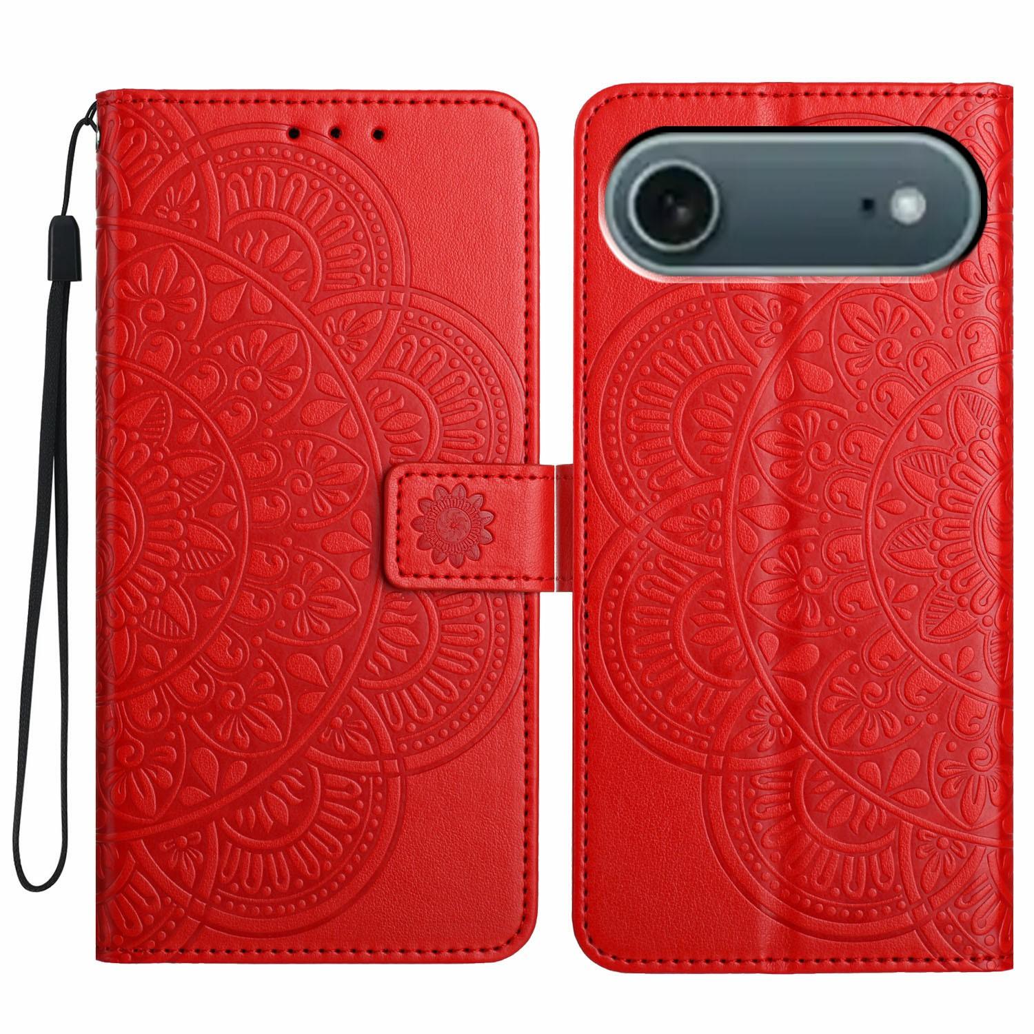

For iPhone Air Leather Case with Strap/Card Slots Mandala Pattern Stand Phone Cover A