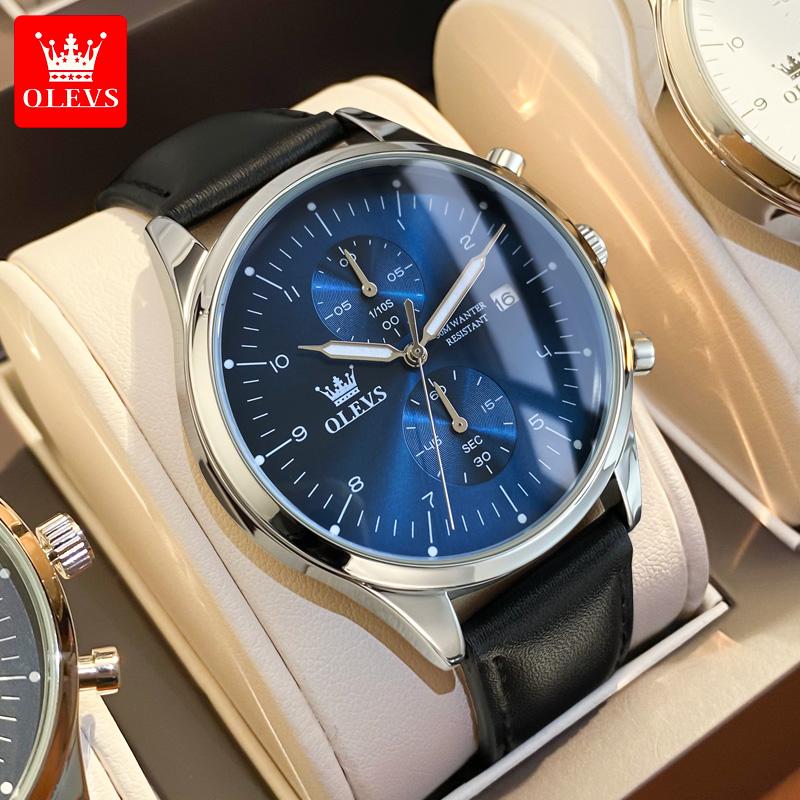 OLEVS Original Men's Watches Top Brand Chronograph Quartz Watch for Men Waterproof Luminous Date Male Wristwatch Casual Luxury