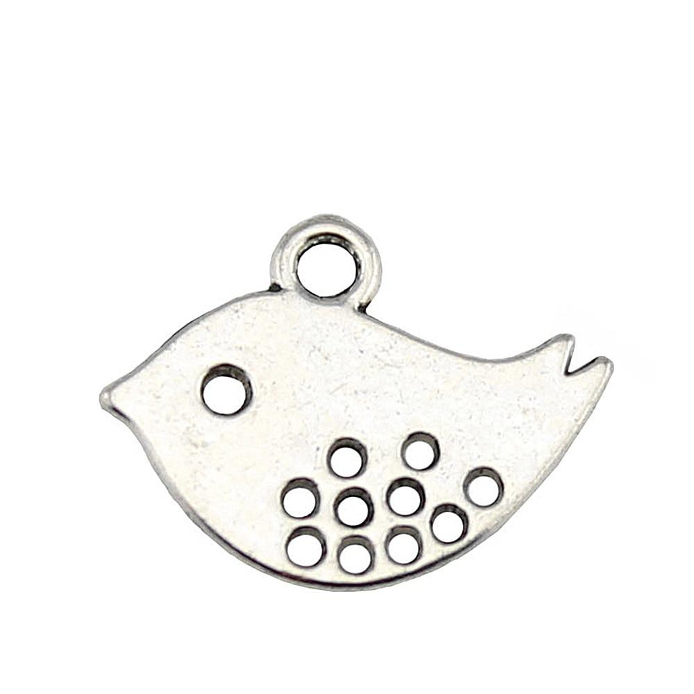 

40шт Птичьи шармы Амулеты Античное серебро Цвет Цинковый сплав 16X13mm