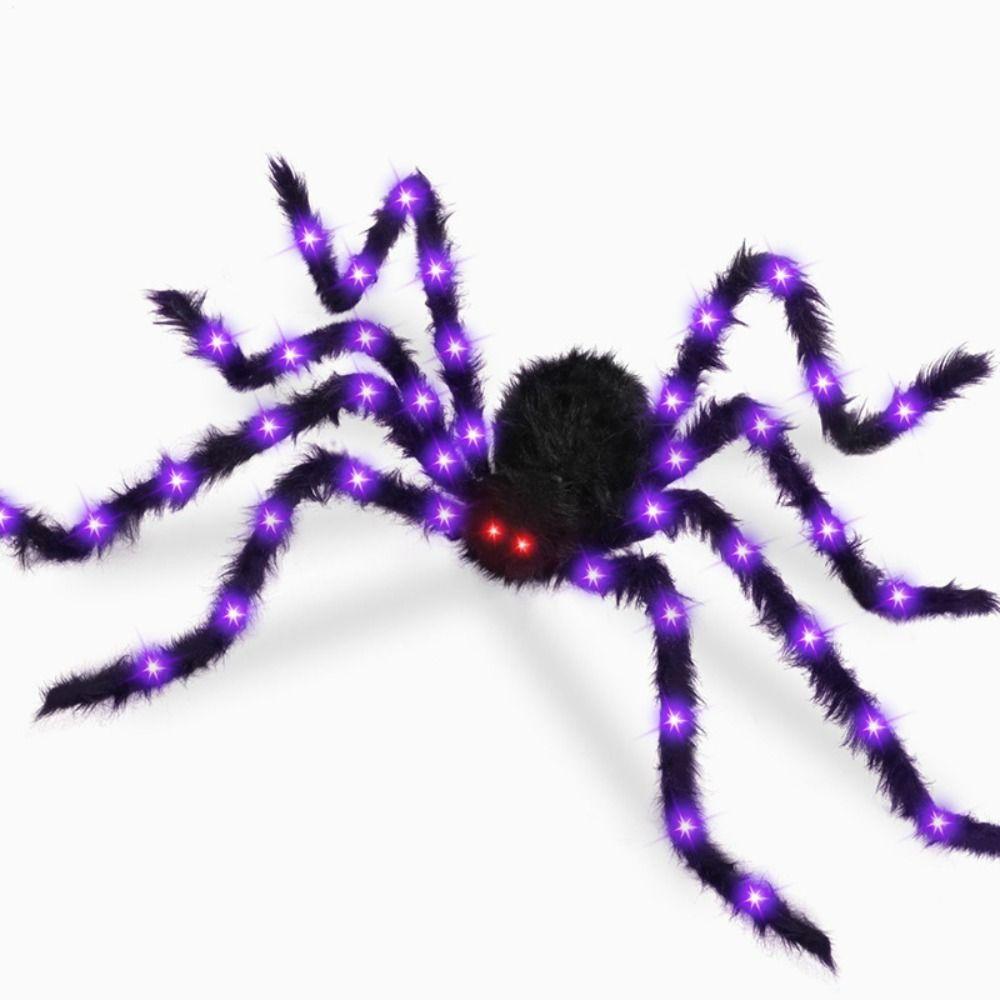 Waterproof Halloween Spider Web Lights 8 Modes Scary Giant Spider LED Spider Net  Garden Yard