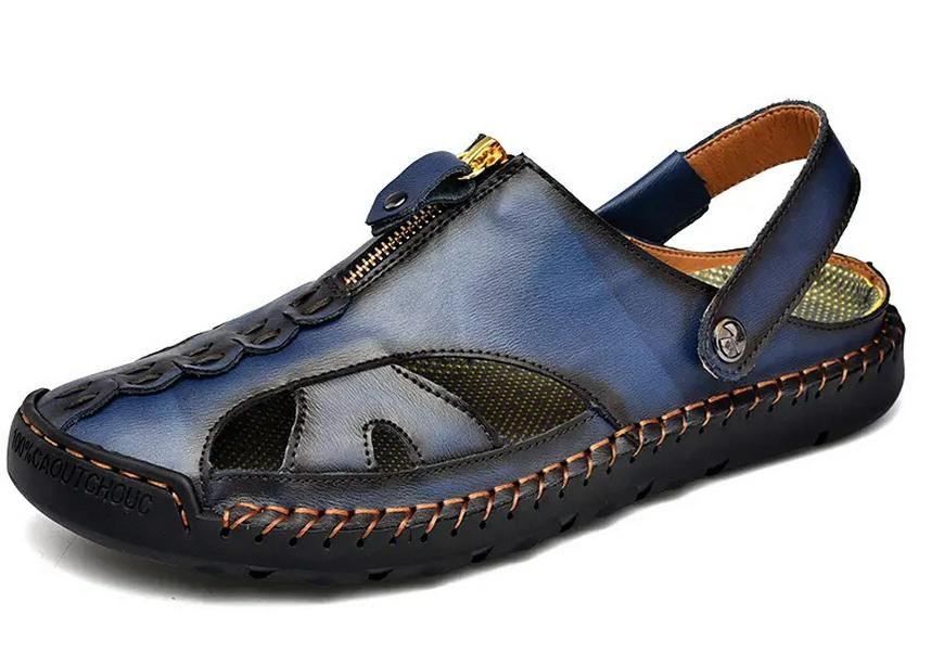 

Men s Large Size Outdoor Casual Handmade Breathable Sandals 48 темно-синий