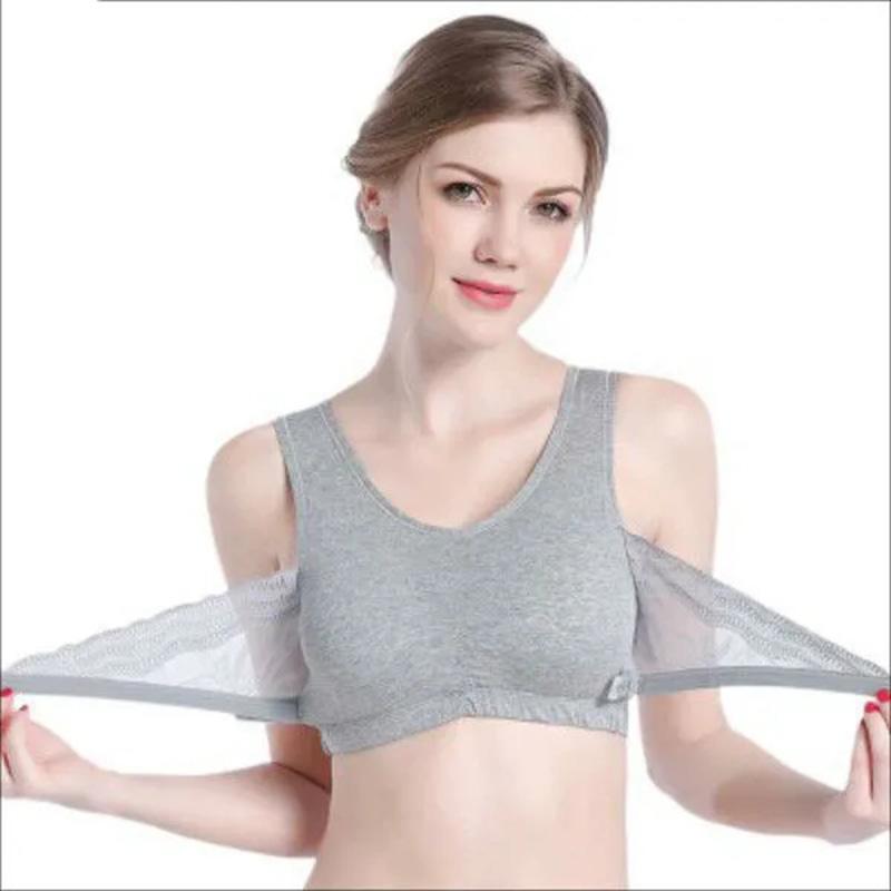 

Женский бюстгальтер из чистого хлопка без косточек, тонкий женский спортивный бюстгальтер со сборками в стиле жилета, бесшовный бюстгальтер для сна из хлопка, с кружевной подкладкой, регулируемый бюстгальтер XXL серый