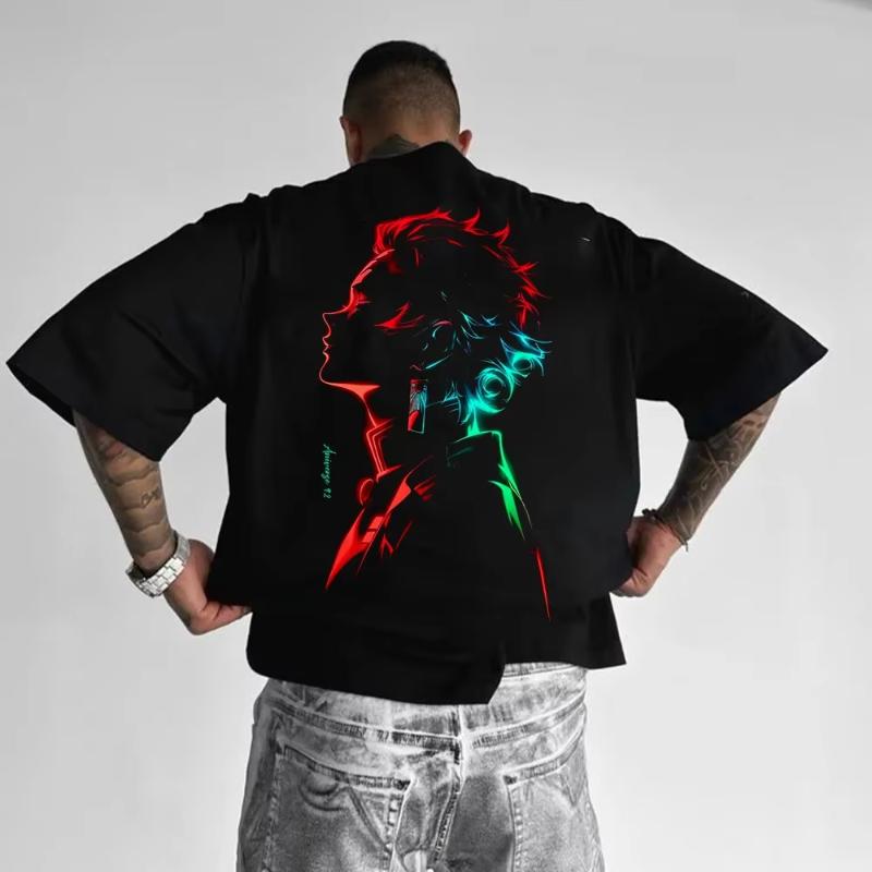 

Demon Slayer Mens Tshirt Tanjiro Kamado Summer Anime Tee Spring Autumn Boys Oversize Versatile Shortsleeved Parentchild Wear S