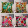 Nordic Watercolor Flower Pillowcase Soft Plush Decor Cartoon Floral Plant Cushion Cover for Sofa Home Children Room Pillow Case