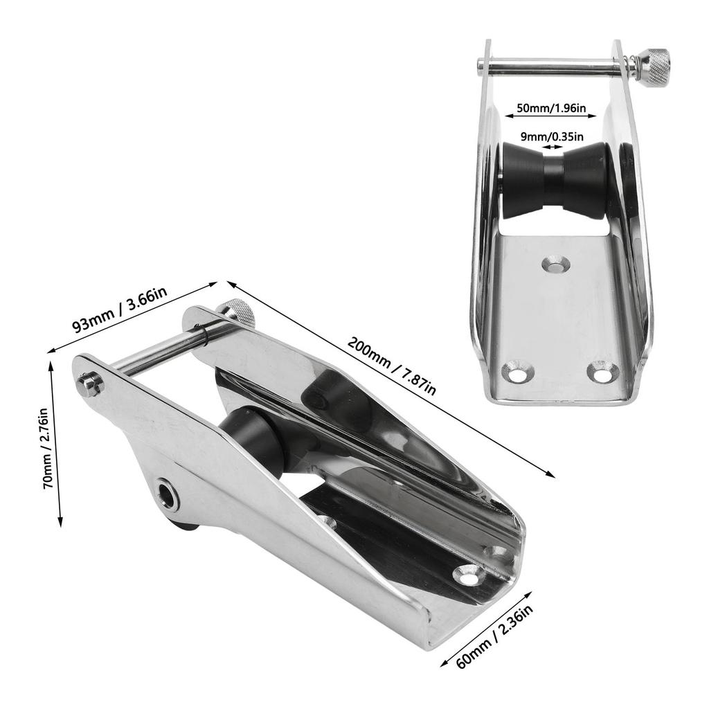 Boat Anchor Roller Stainless Steel 200mm Polished Bow Roller Holder for Yacht Trailer Marine with Spring Pin