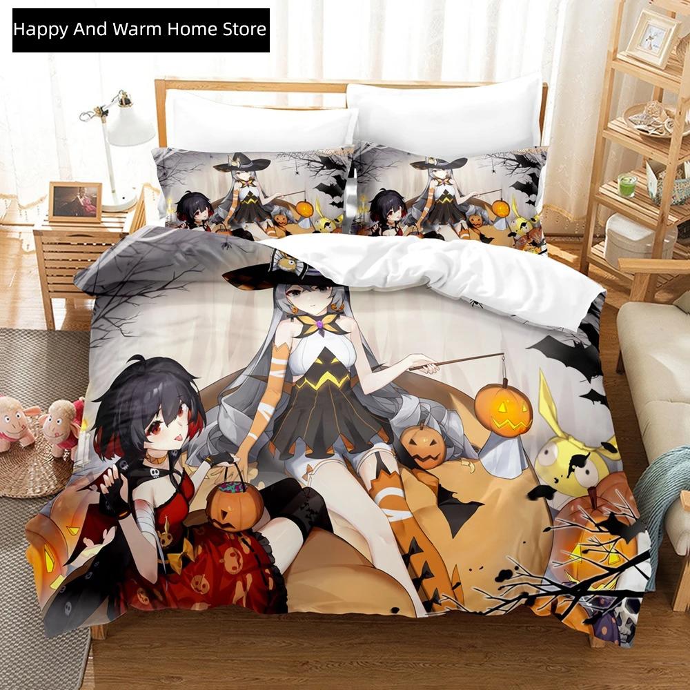 3D Anime Honkai Impact 3rd Beding Set Printed Decorative 2_3pcs Soft Duvet Cover Set Bedclothes Comfortable Quilt Cover Home For Home Textiles