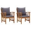 Day and Night - Day and Night Garden Chairs with Cushions 2 Units Solid Acacia Wood