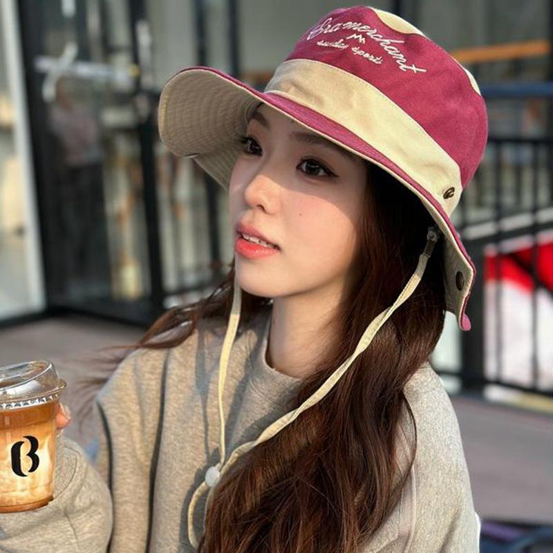 Letter Embroidered Fisherman Hat Men and Women Spring and Summer Sun Protection Outdoor Sun Protection Mountaineering Hat Western Cowboy Hat