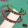 1pc Beaded Christmas Headband with Red Green Beads - Golden Accents Bell Charm, Hand-Wrapped Festive Party & Holiday Accessory