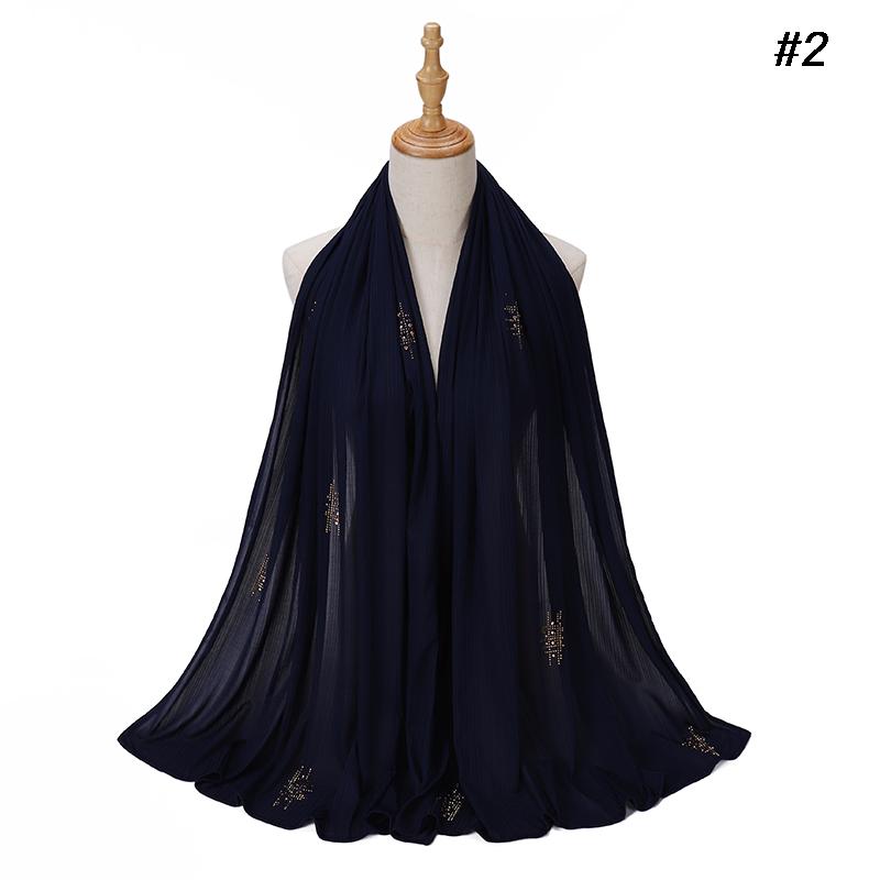 Muslim Crinkle Ribbed Jersey Rhinestone Hijab Plain Scarf Crepe Hijab Soft Islamic Shawls Wraps Headband Voile Femme Musulman