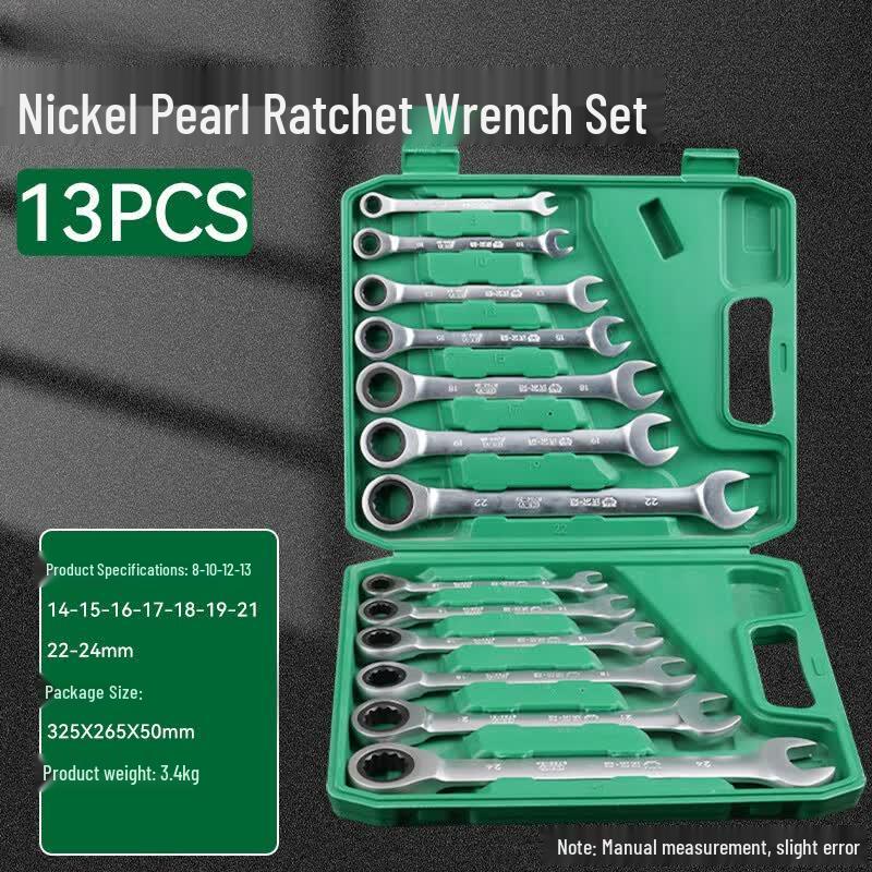 Belton 13-Piece Pearl Nickel Dual-Use Ratchet Wrench Set