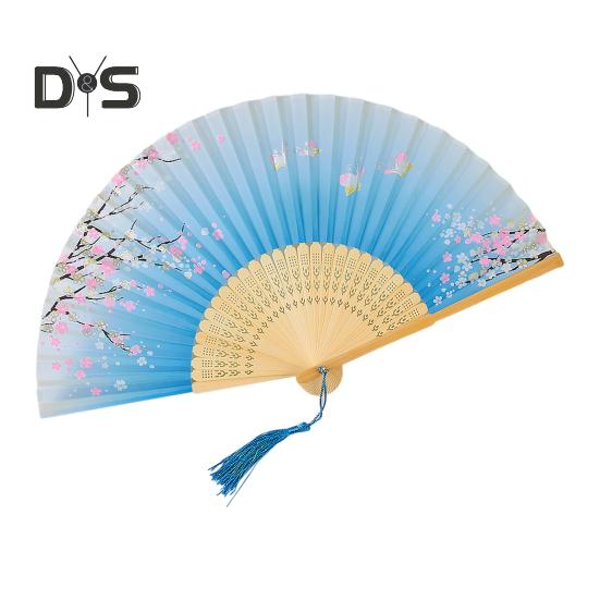 Faltfächer im chinesischen Stil mit Quasten, tragbarer Handkühlventilator für den Sommer, Dekoration, Tanz-Performance-Requisiten, Party-Kostümzubehör