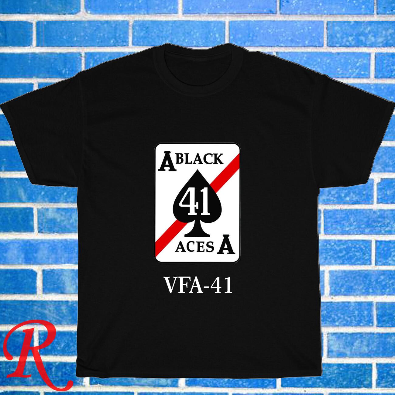 New VFA-41 Black Aces Fighter Black/Grey/Navy/White Size S-5XL Unisex T-Shirt L
