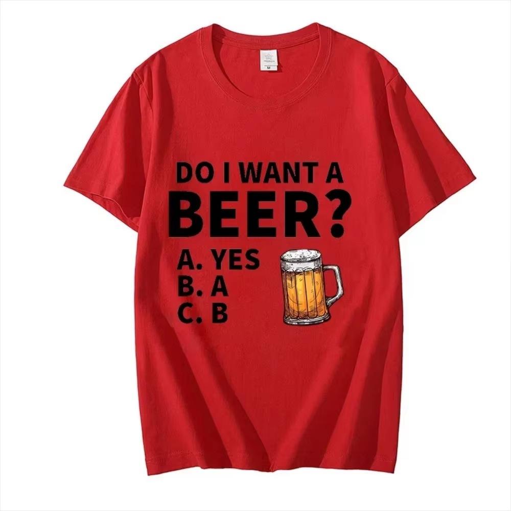 Will ich ein Bier Herren T-Shirt Hochwertige T-Shirts Sommer Übergroße Kurzarm Kleidung Brink Bier Streetwear Mode Tops