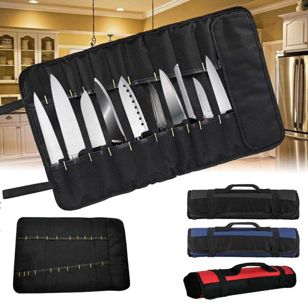 

Portable 22 Pockets Carrying Kitchen Chef Knife Roll Bag Cutlery Storage Case красный