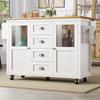 Isola cucina, credenza, 120x73(45)x93cm, carrello da cucina estensibile con ruote, ripiani regolabili, due ante, quattro cassetti, bianco/nero