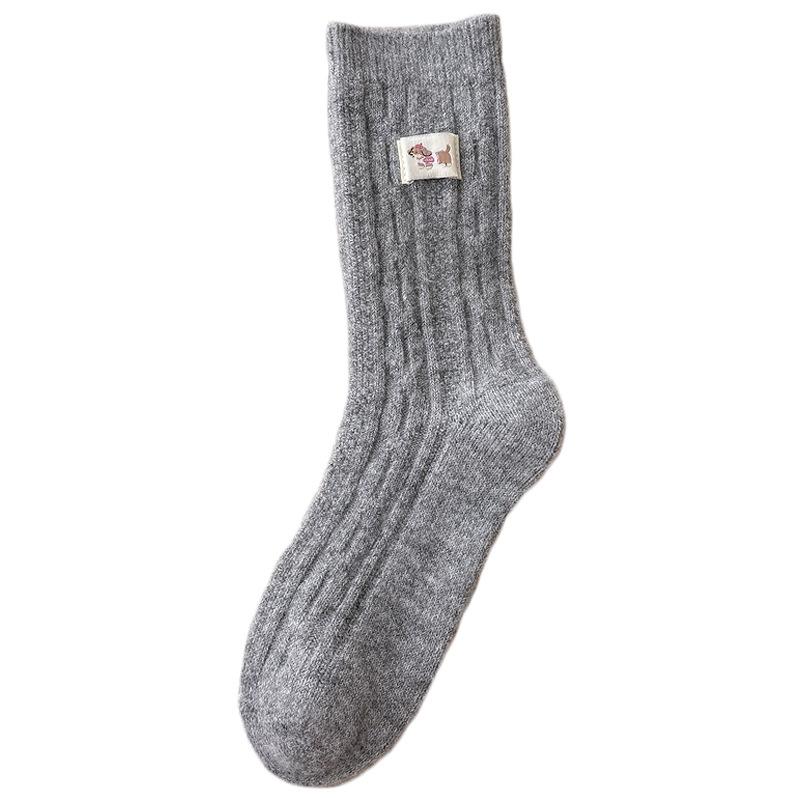 Socks Medium Tube Socks Winter Twist Pattern Wool Socks Fleece Thickened Warm Cute Cloth Label Dachshund Dog Stacking Socks
