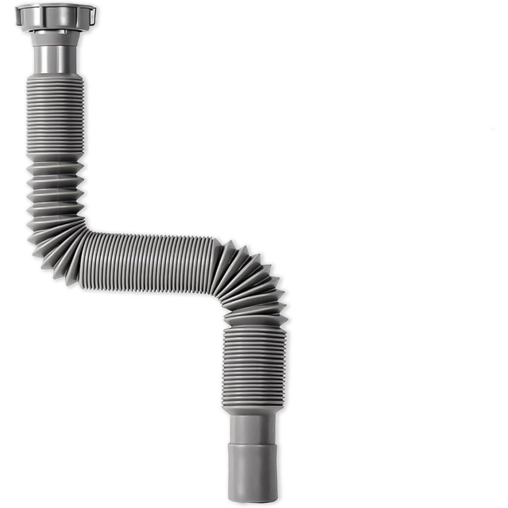 Flexible Drain Hose, Extendable Flexible Sink Drain Hose P-Trap with Adapter Suitable for Kitchens Bathrooms Outdoors and RVs