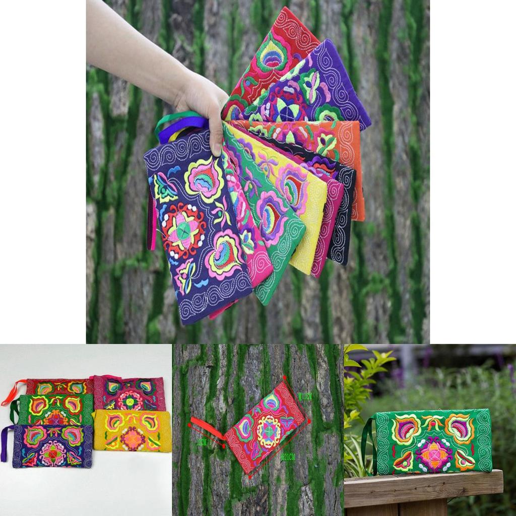 Women Ethnic Handmade Embroidered Wristlet Clutch Bag Vintage Purse Wallet With Elegant Detailing