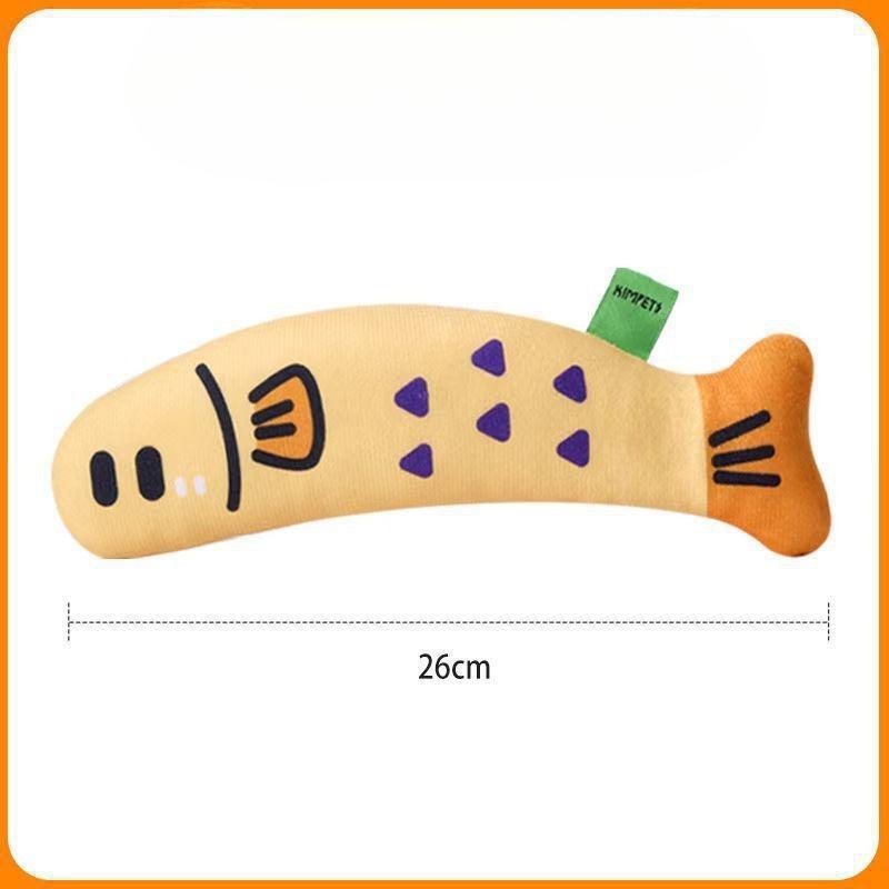 Игрушка для кошек с мятой Игрушка для кошек, чтобы развлечь кошек Рыбка из конопляной ткани Саморасслабляющая и развлекательная Мятная игрушка для кошек Маленькая реалистичная рыбка жёлтый