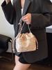 Style Embroidered Bucket Bag With Silk Material For Casual Travel And Daily Use